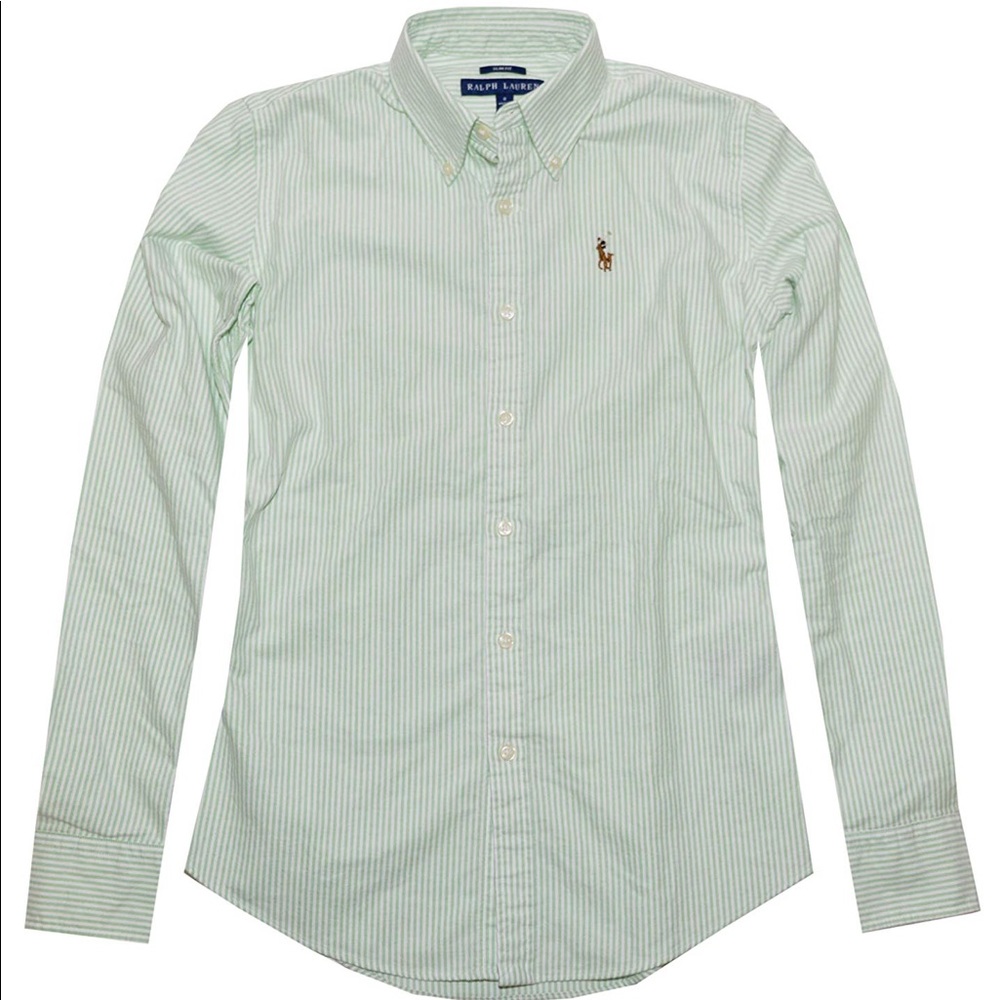 Women's Slim Fit Stripe Oxford Button